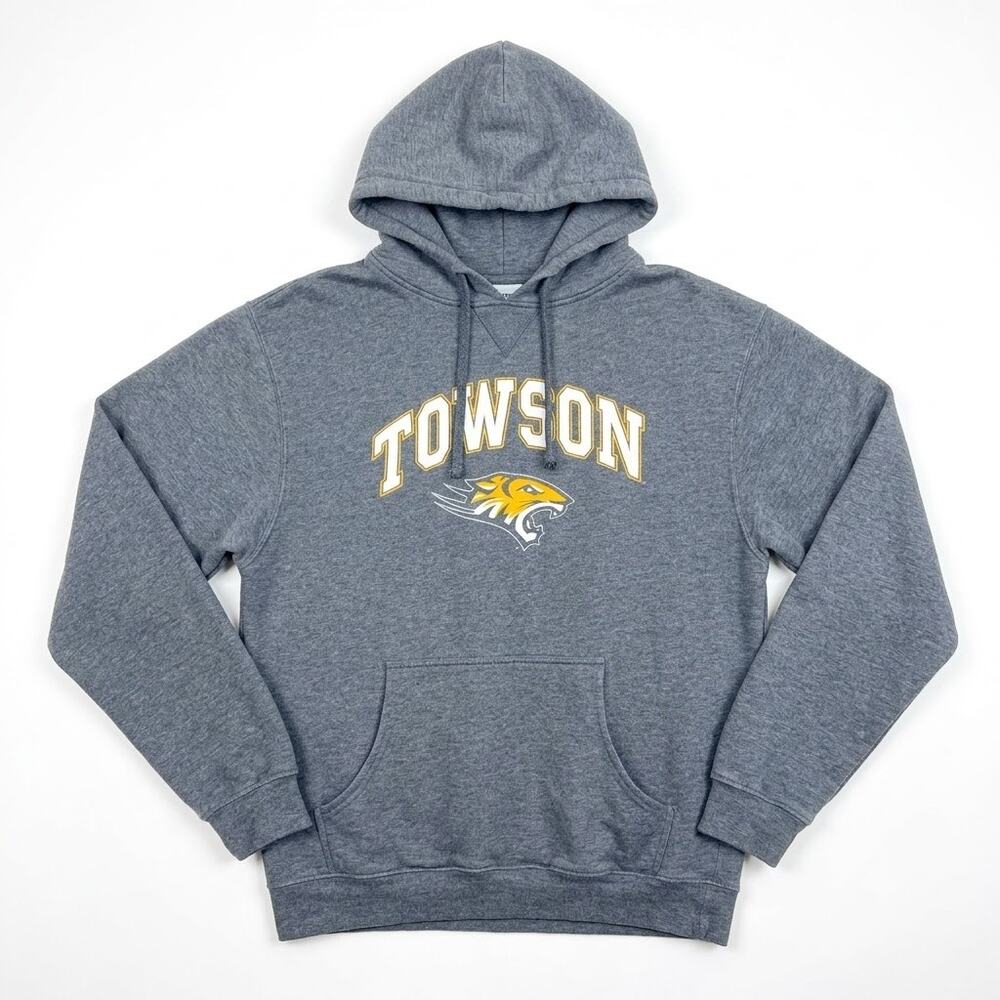Towson University Vintage 90s Hoodie Sweatshirt Gray Tigers Mens Medium